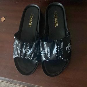 Chanel slides worn once. Cleaned.